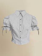 Contessa Mills Thomasin Structured Puff-Sleeve Cotton Oxford Blouse