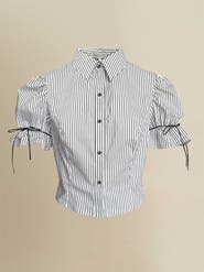 Contessa Mills Thomasin Structured Puff-Sleeve Cotton Oxford Blouse