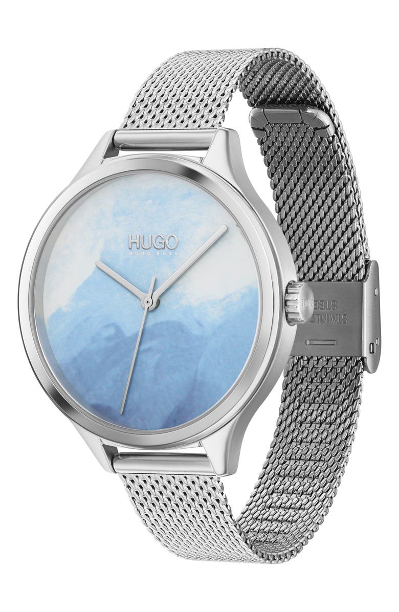 HUGO Smash Mesh Strap Watch, 36mm, Alternate, color, 