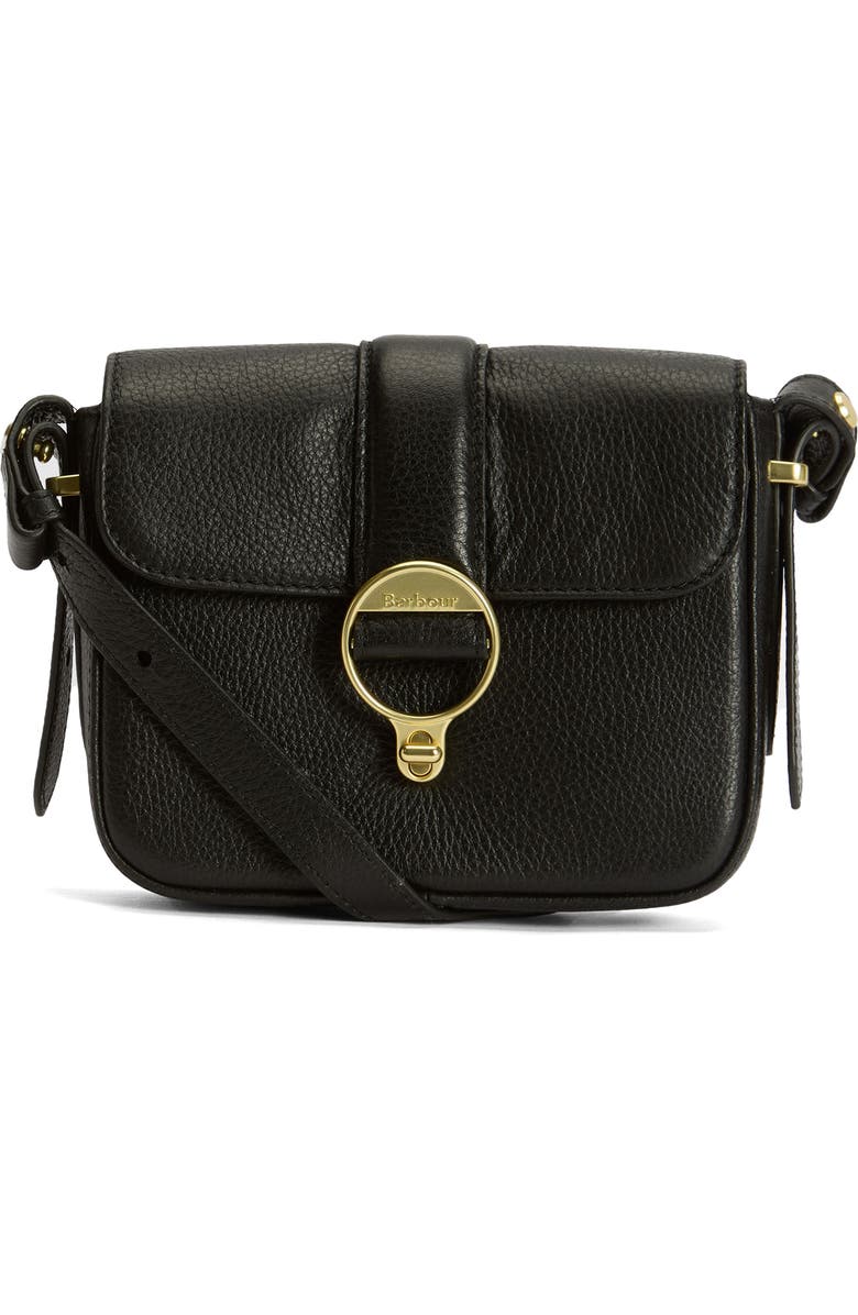 Barbour Mini Rosa Leather Crossbody Bag, Main, color, Black