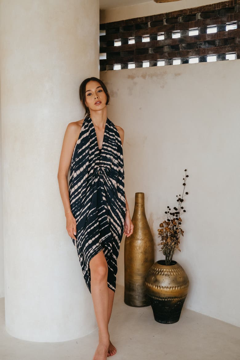 Beach Hand-Dyed Sarong, Alternate, color, Black