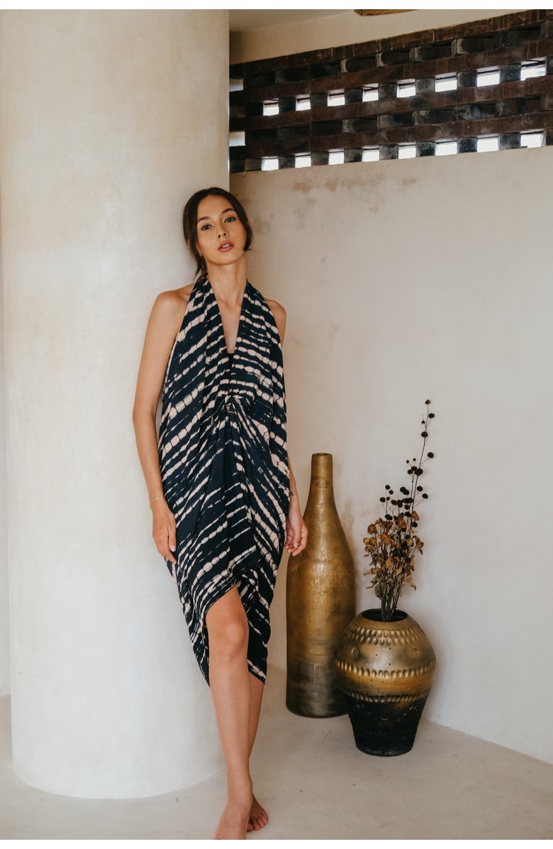 PINK HALEY Beach Hand-Dyed Sarong, Alternate, color, Black