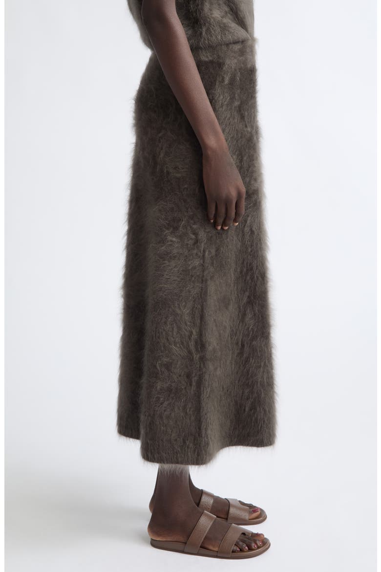 Asta Brushed Cashmere Midi Skirt, Alternate, color, DARK FERN BRUSHED