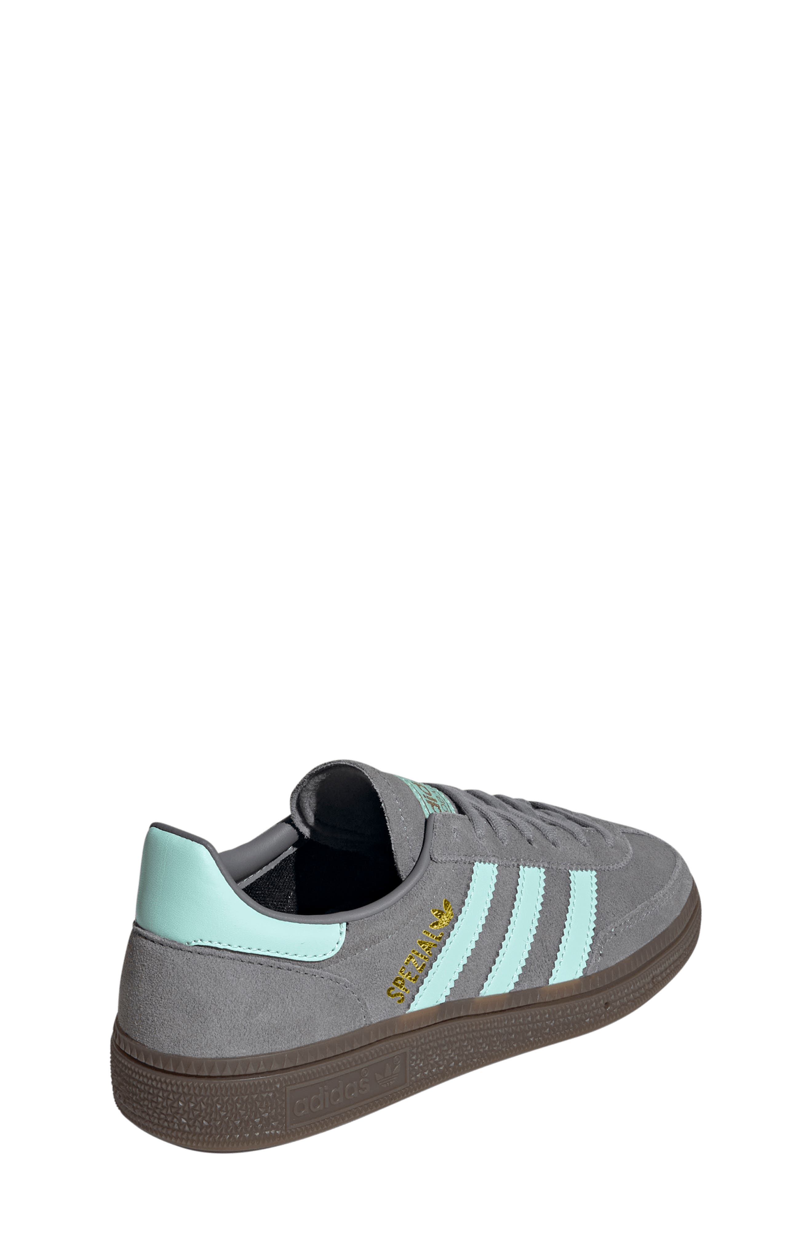 adidas Kids' Handball Spezial Sneaker, Alternate, color, Grey/ Clear Mint/ Gum