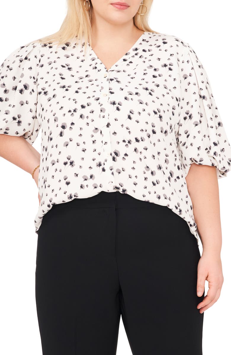 Vince Camuto Floral Print Balloon Sleeve Top, Main, color, 