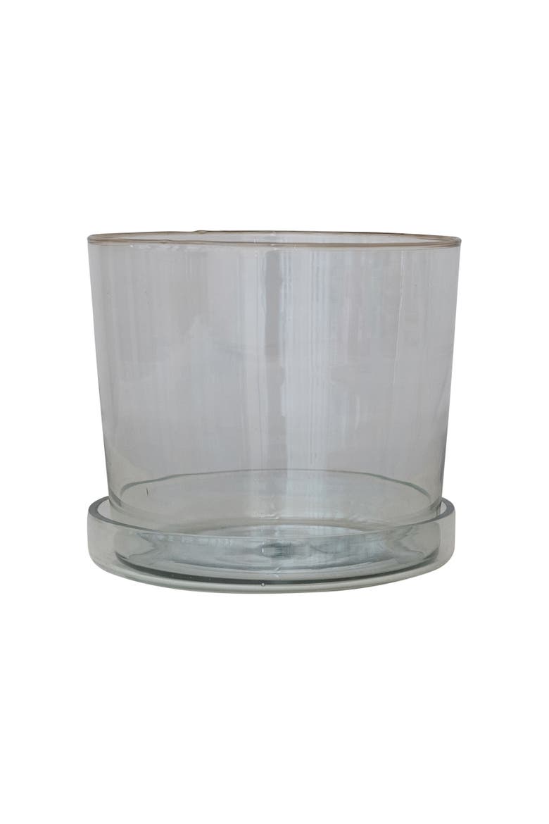 Planter with Drainage Hole and Saucer, Main, color, Clear