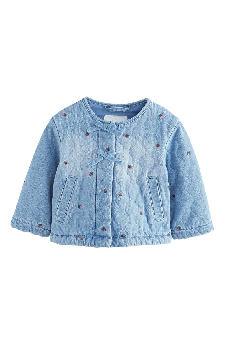 NEXT Kids' Rose Embroidered Quilted Denim Jacket, Main, color,
