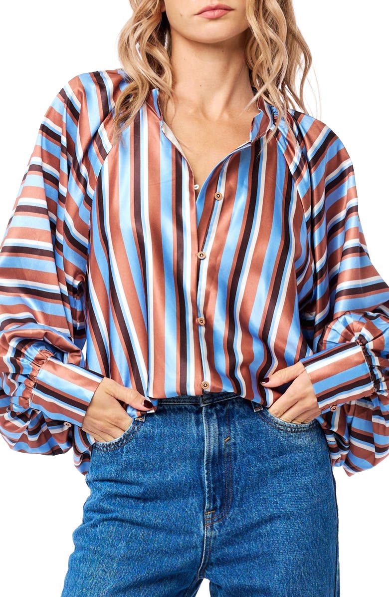 CIEBON Milia Satin Top, Alternate, color, Blue Multi