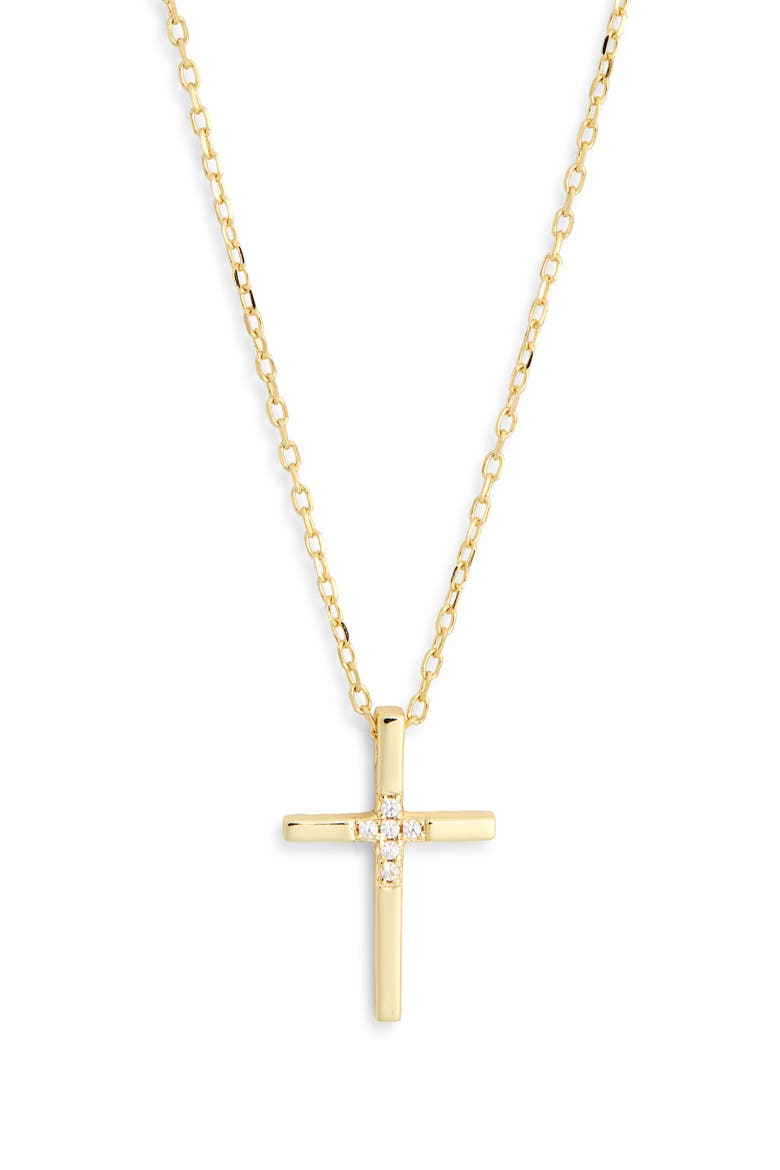 Cubic Zirconia Cross Necklace, Main, color, GOLD