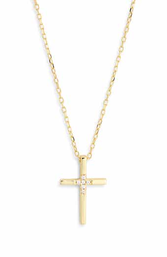 Argento Vivo Sterling Silver Cubic Zirconia Cross Necklace