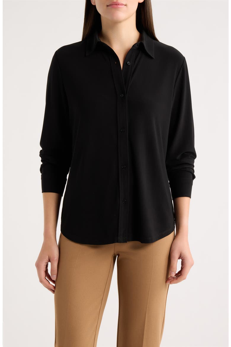 Slim Fit Long Sleeve Knit Shirt, Main, color, ANNE BLACK