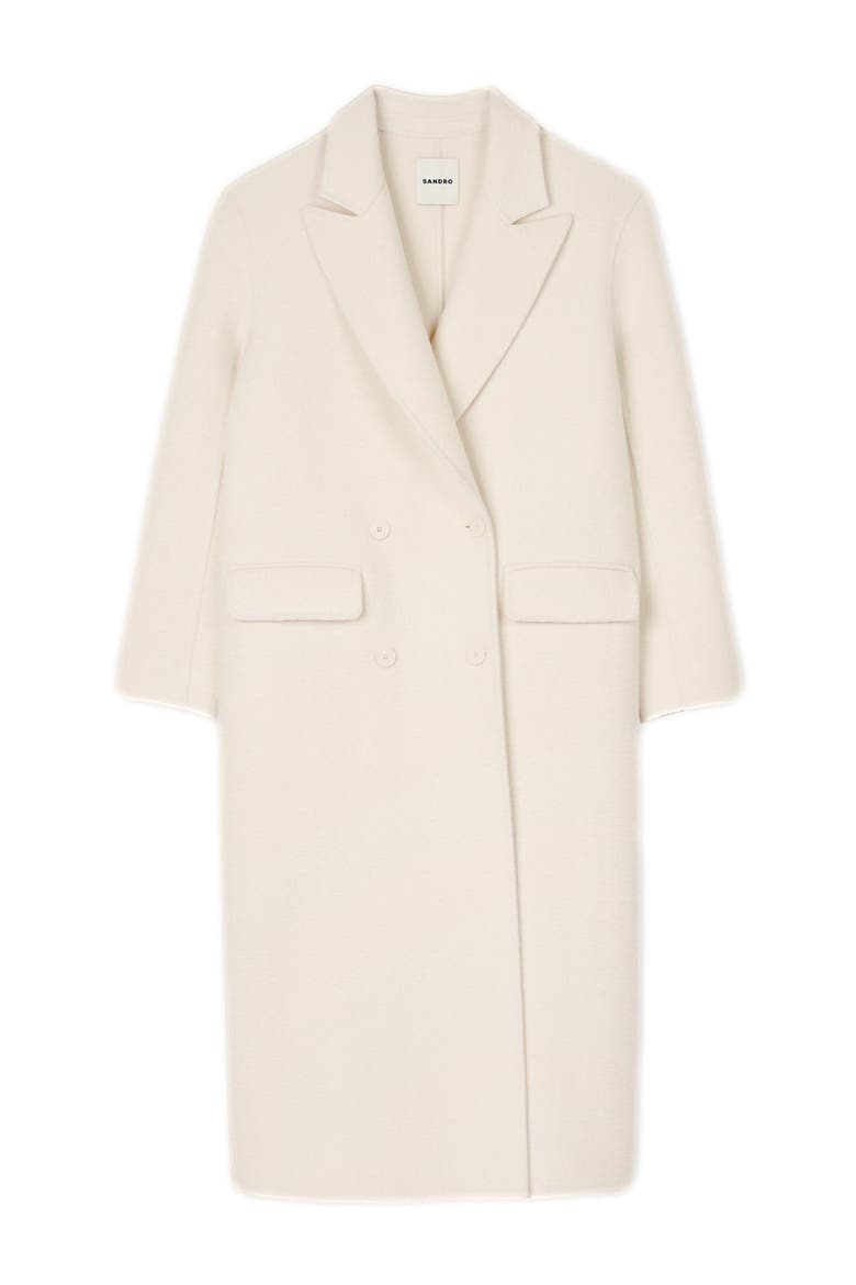 Long wool-blend coat, Alternate, color, Ecru
