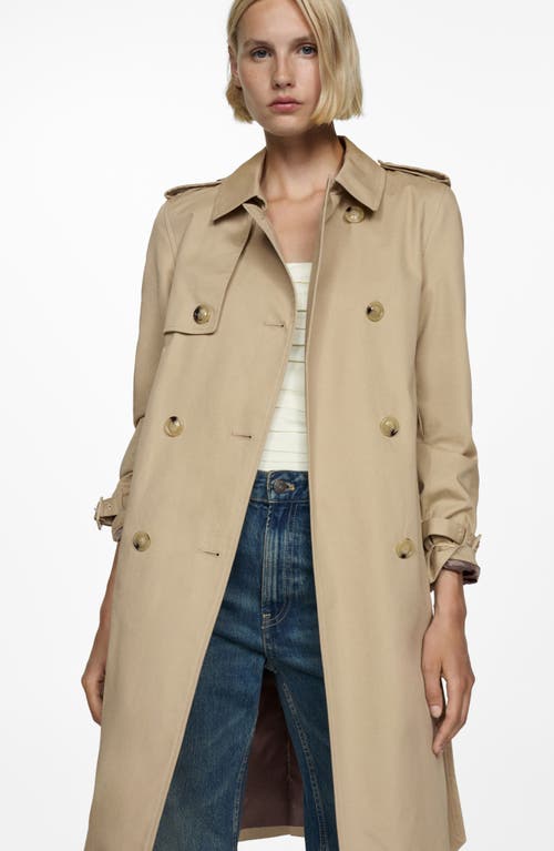 Mango Classic Double Breasted Water Repellent Cotton Trench Coat