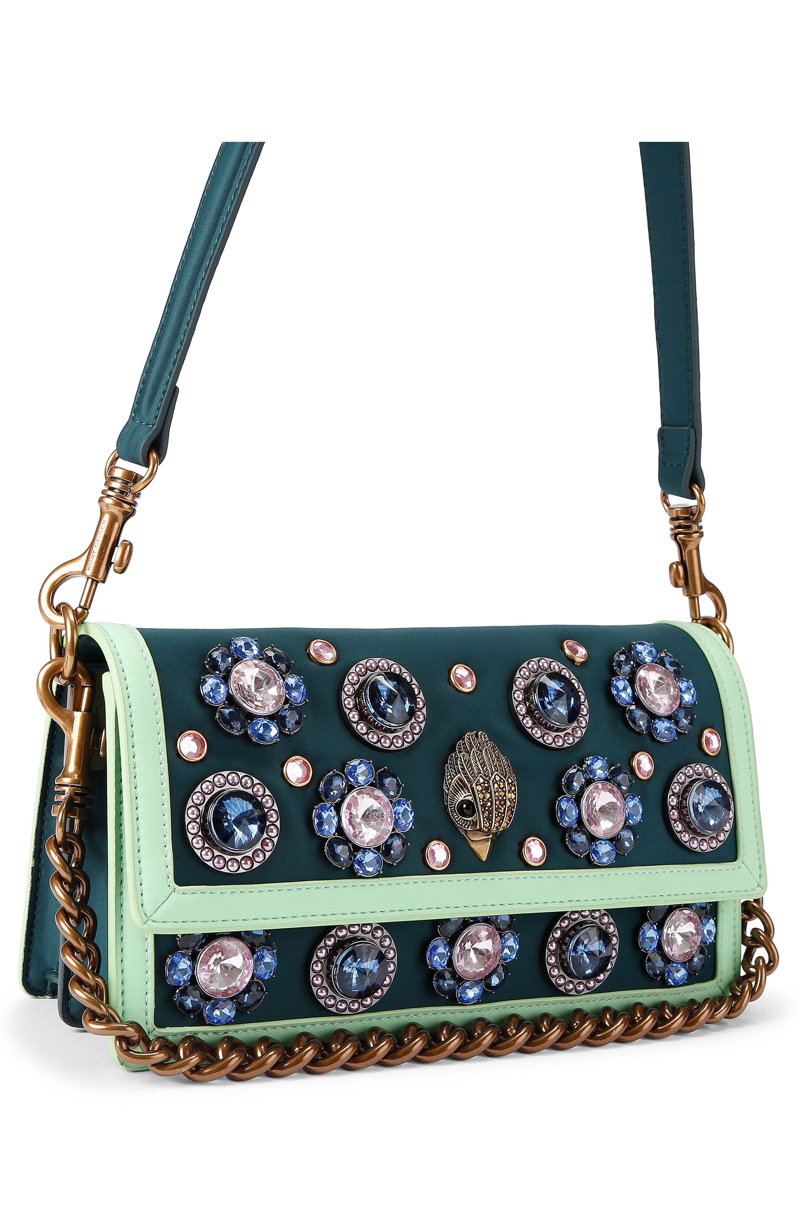 Kurt Geiger London Sloane Soft Gems Shoulder Bag, Alternate, color, Dark Green