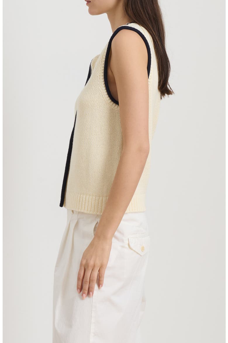 Bridget Tipped Sweater Vest, Alternate, color, IVORY/ DARK NAVY