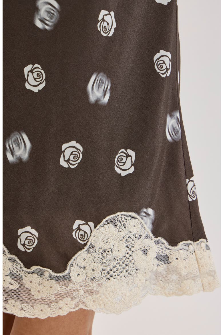 Alexi Floral Print Satin Skirt, Alternate, color, BROWN ROSE PRINT