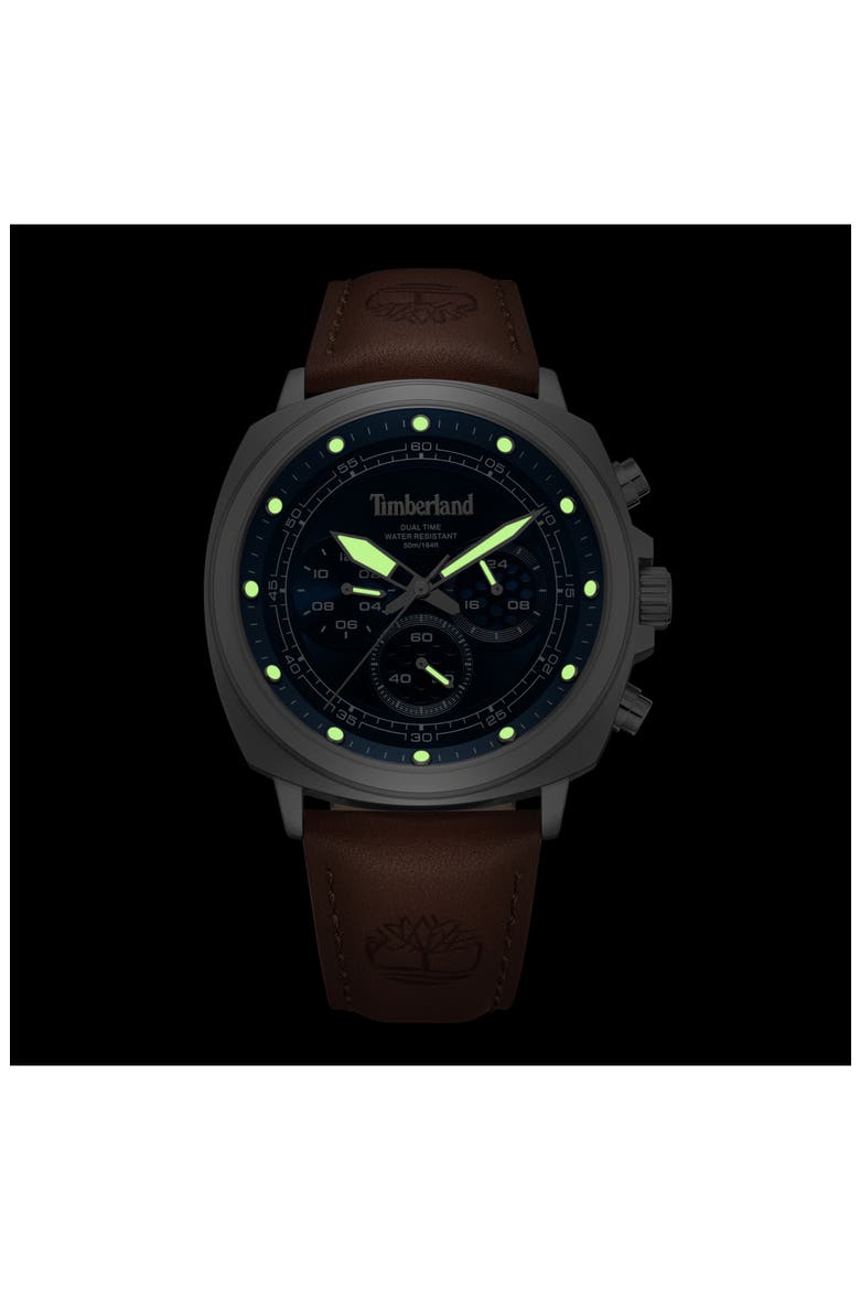 Williston Multifunction Chronograph Leather Strap Watch, 43.5mm x 46.5mm, Alternate, color, BROWN