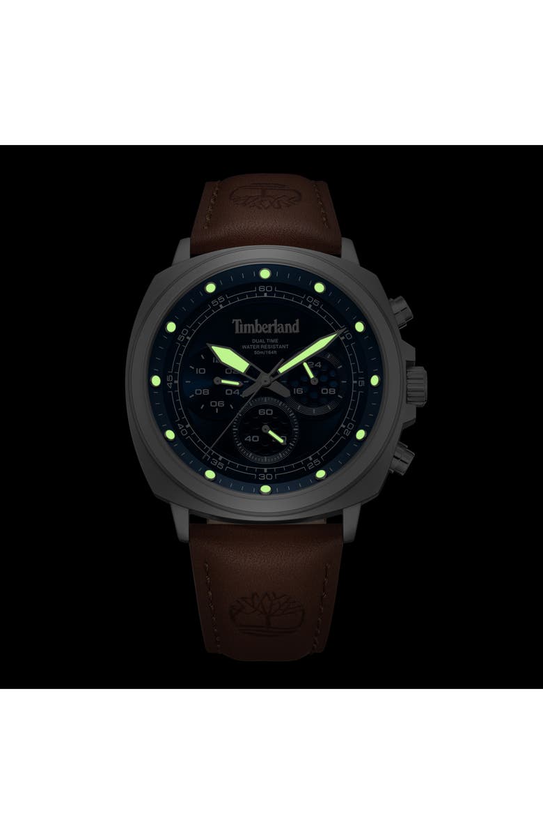 Timberland Williston Multifunction Chronograph Leather Strap Watch, 43.5mm x 46.5mm, Alternate, color, Brown