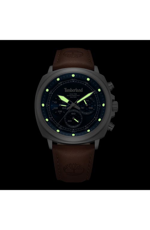 Timberland Williston Multifunction Chronograph Leather Strap Watch, 43.5mm X 46.5mm In Brown