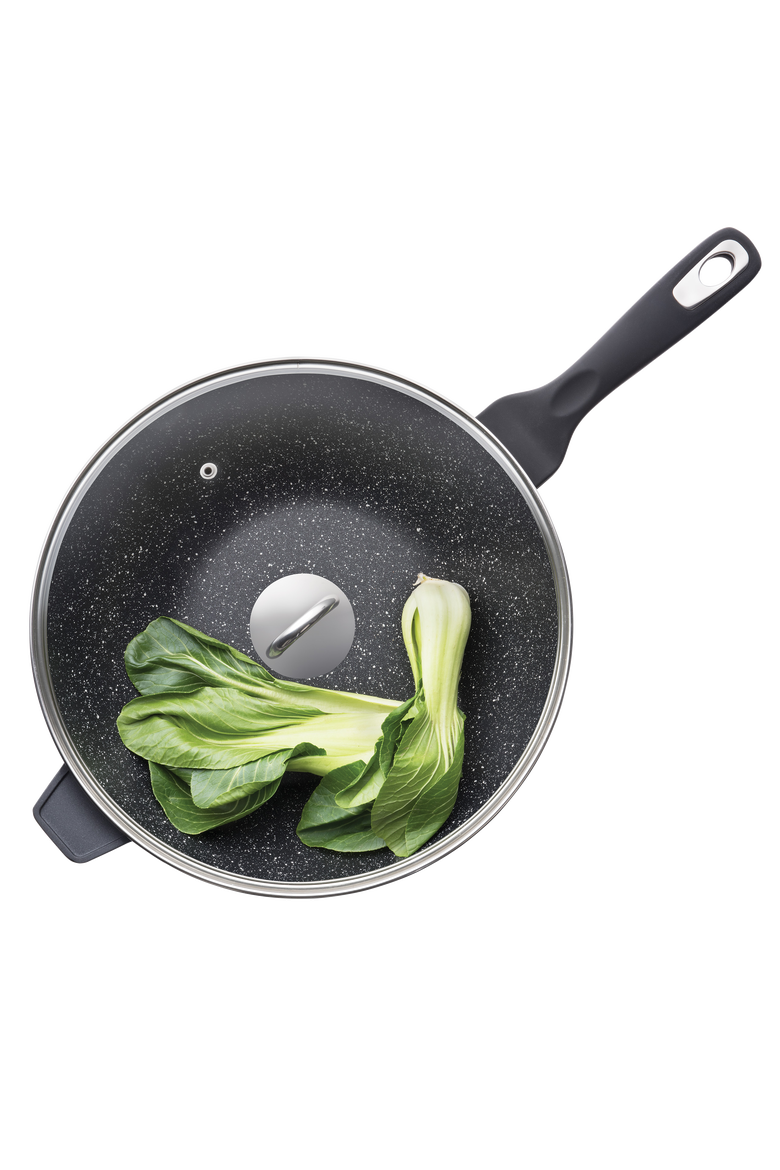 GRANITE Wok with Lid 5.1 Qt., Alternate, color, BLACK