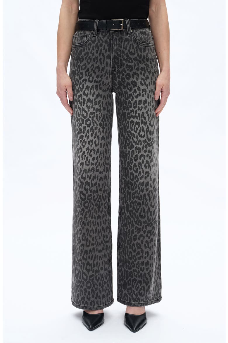 Leopard Print High Waist Wide Leg Jeans, Main, color, BLACK LEOPARD PRINT