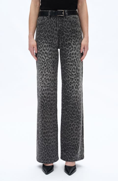 Leopard Print High Waist Wide Leg Jeans