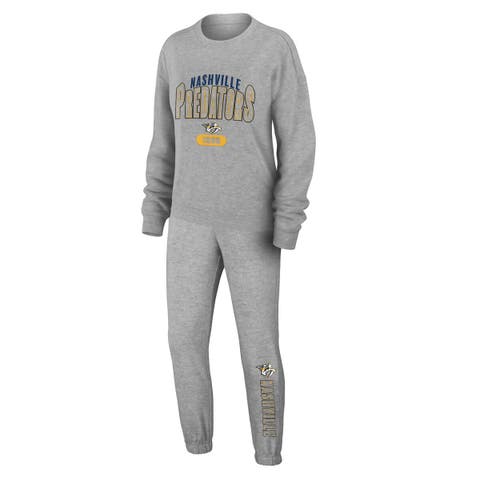Women's WEAR by Erin Andrews Heather Gray Nashville Predators Knit Long Sleeve Tri-Blend T-Shirt & Pants Sleep Set