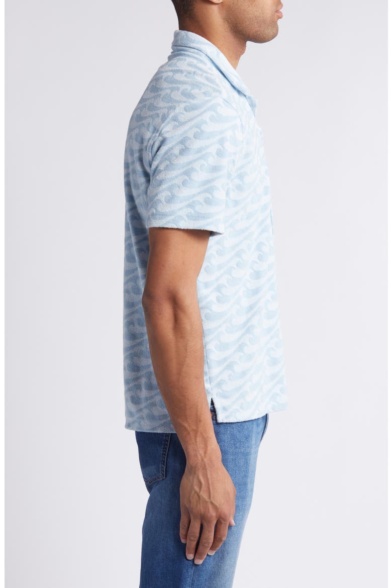 Cabana Floral Short Sleeve Terry Cloth Button-Up Shirt, Alternate, color, ENDLESS PEAKS