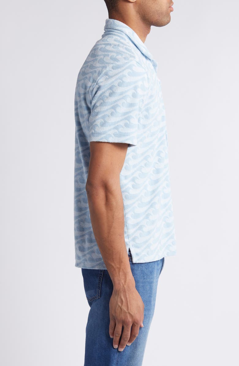 Faherty Cabana Floral Short Sleeve Terry Cloth Button-Up Shirt, Alternate, color, Endless Peaks