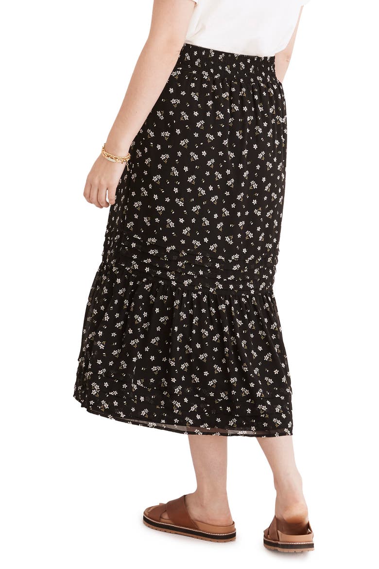 Kusama Tiered Pleated Maxi Skirt, Alternate, color, DITSY FLORAL TRUE BLACK