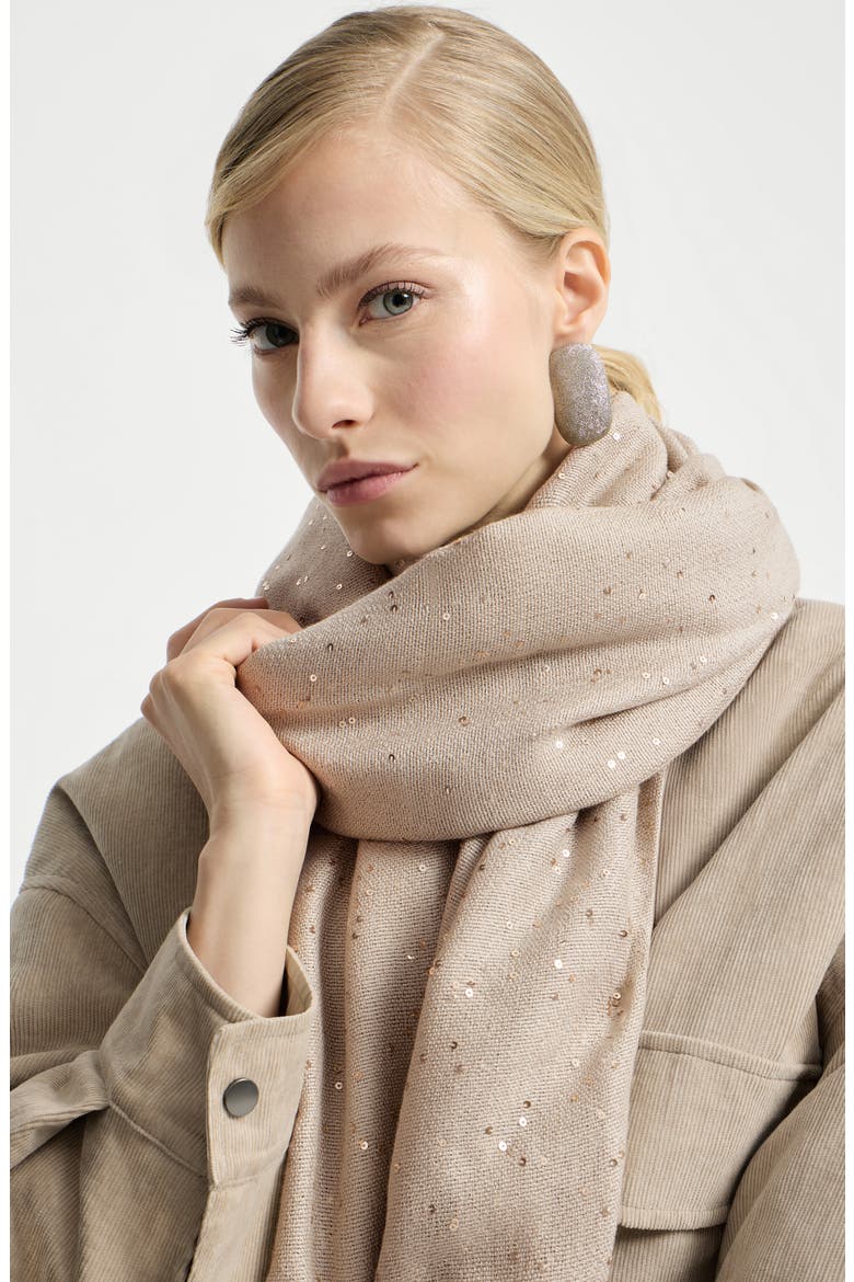 Cashmere and silk Diamond yarn scarf, Alternate, color, Beige