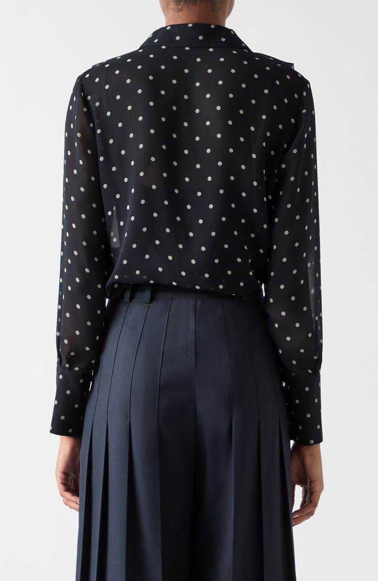 LK Bennett Hester Dot Waterfall Button-Up Shirt, Alternate, color, 