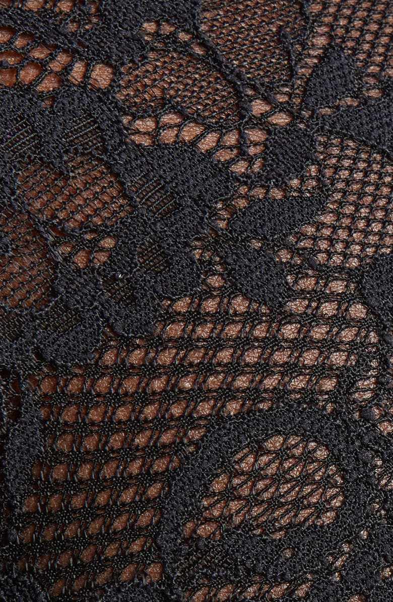 JOURNELLE Estelle Lace Trim Stretch Cotton Thong, Alternate, color, Black