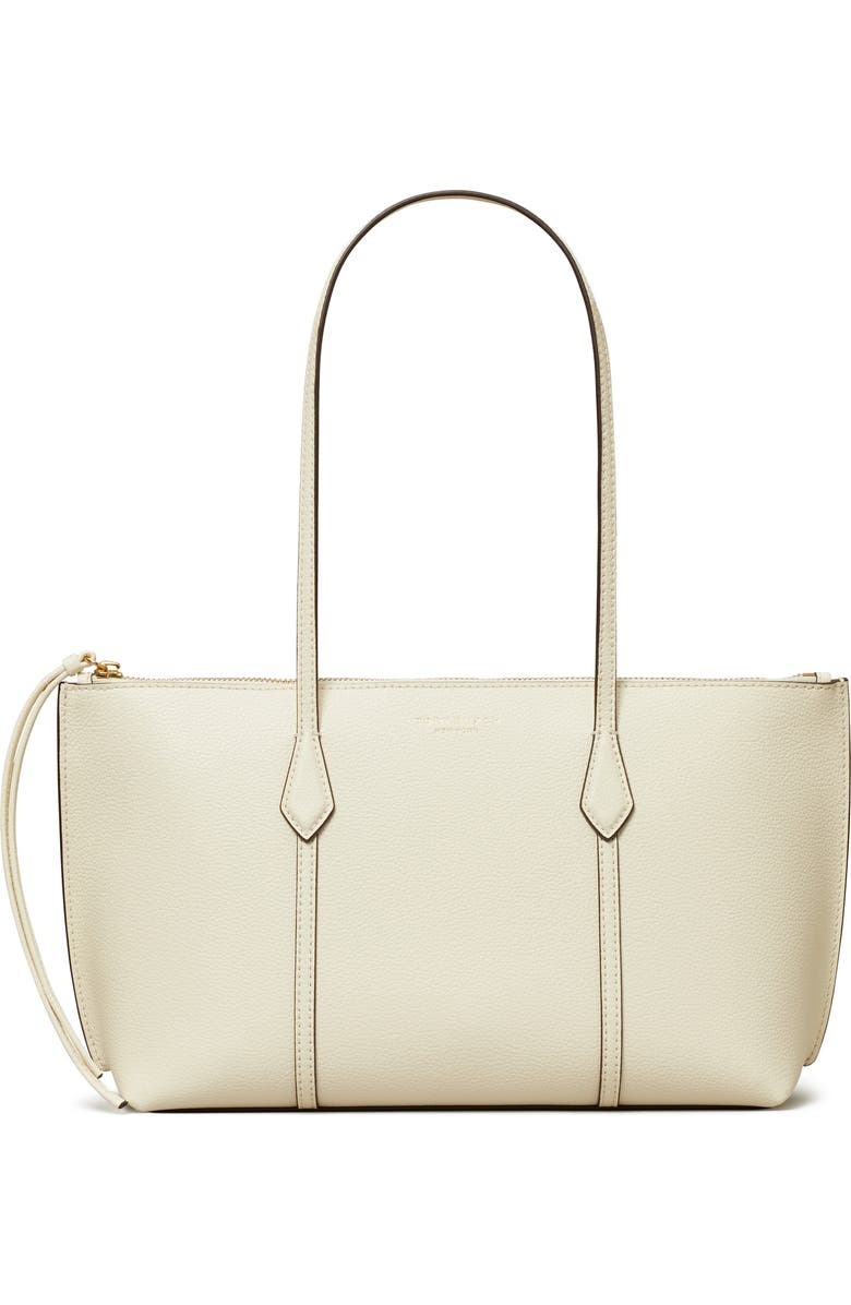 Tory Burch Small Perry Leather Zip Tote, Main, color, Warm White
