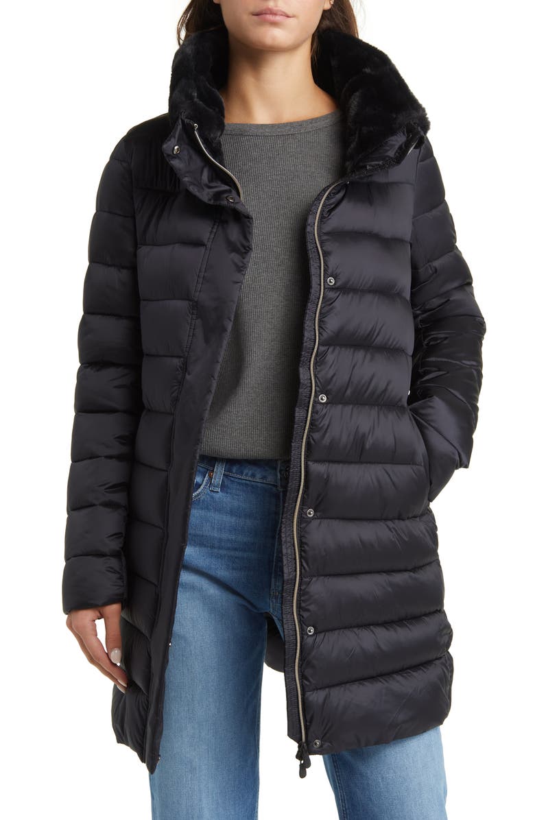 Save The Duck Dalea Faux Fur Collar Puffer Long Jacket, Alternate, color,