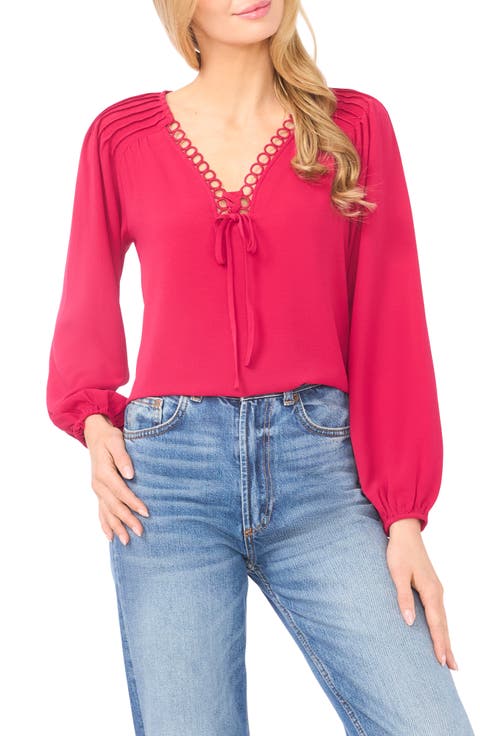 Circle Trim Pintuck Top