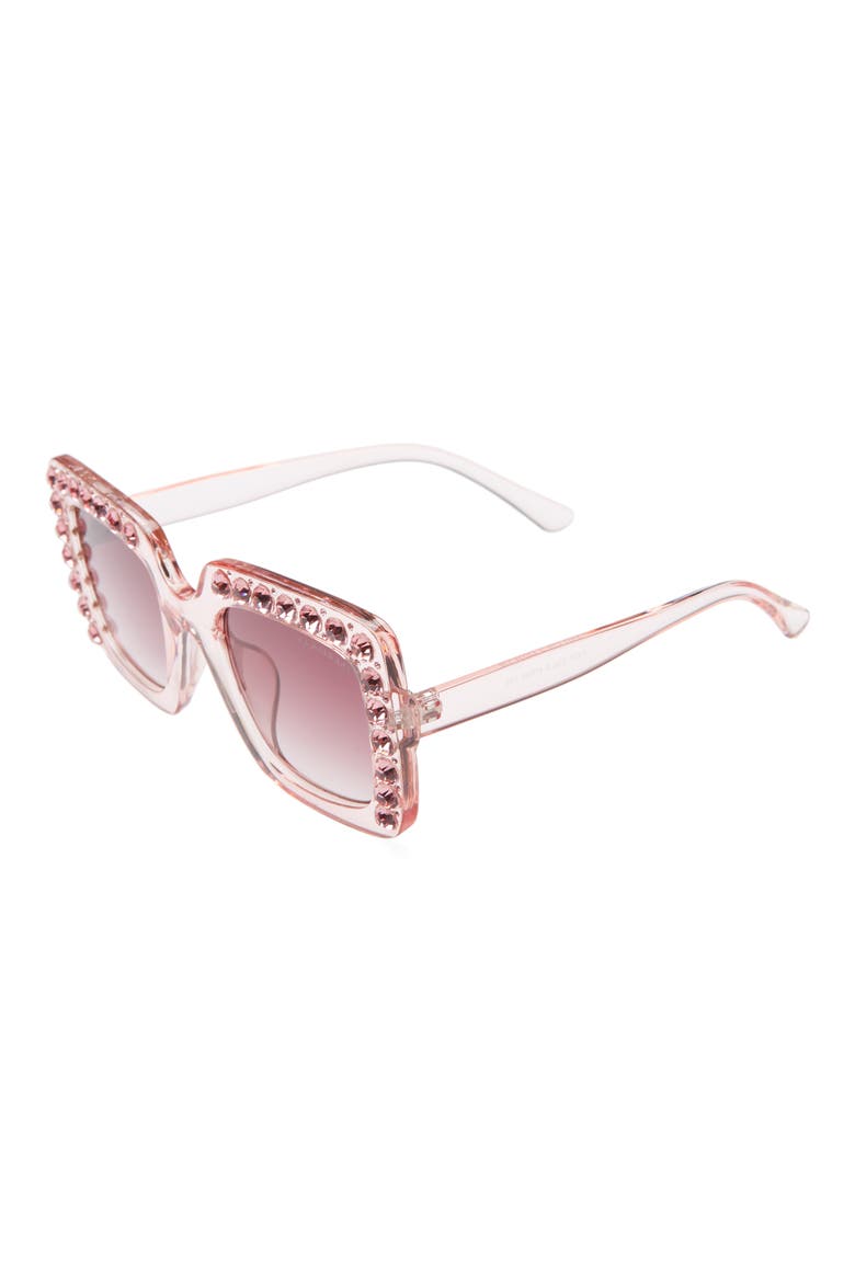 Bella Crystal Frame Sunglasses, Alternate, color, PINK