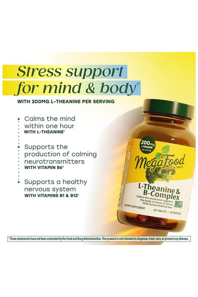 L-Theanine & Vitamin B Complex with Vegan B12, B6, Folate, Biotin plus Lemon Balm & Zinc, 60 Tablets, Alternate, color, None