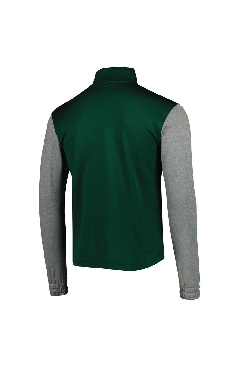 adidas Men's adidas Green/Heathered Gray Miami Hurricanes Team AEROREADY Half-Zip Top, Alternate, color, Green