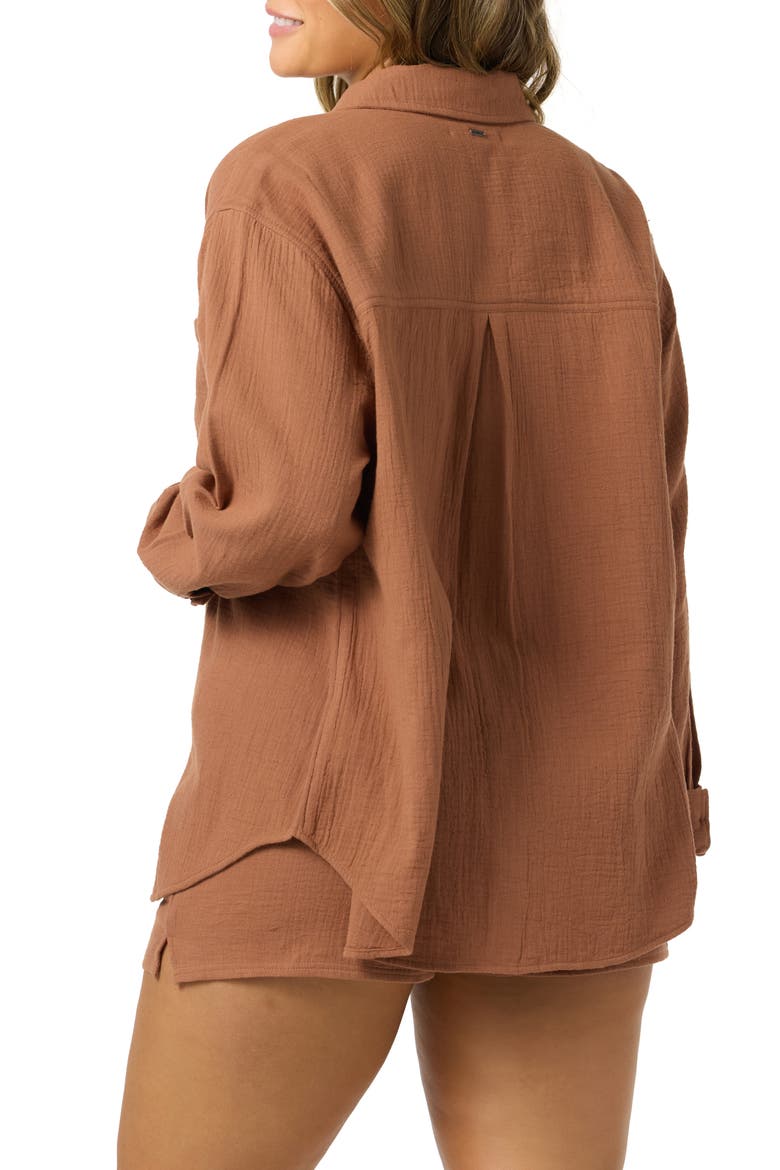 Leni Relaxed Fit Cotton Cover-Up Shirt, Alternate, color, CAROB BROW