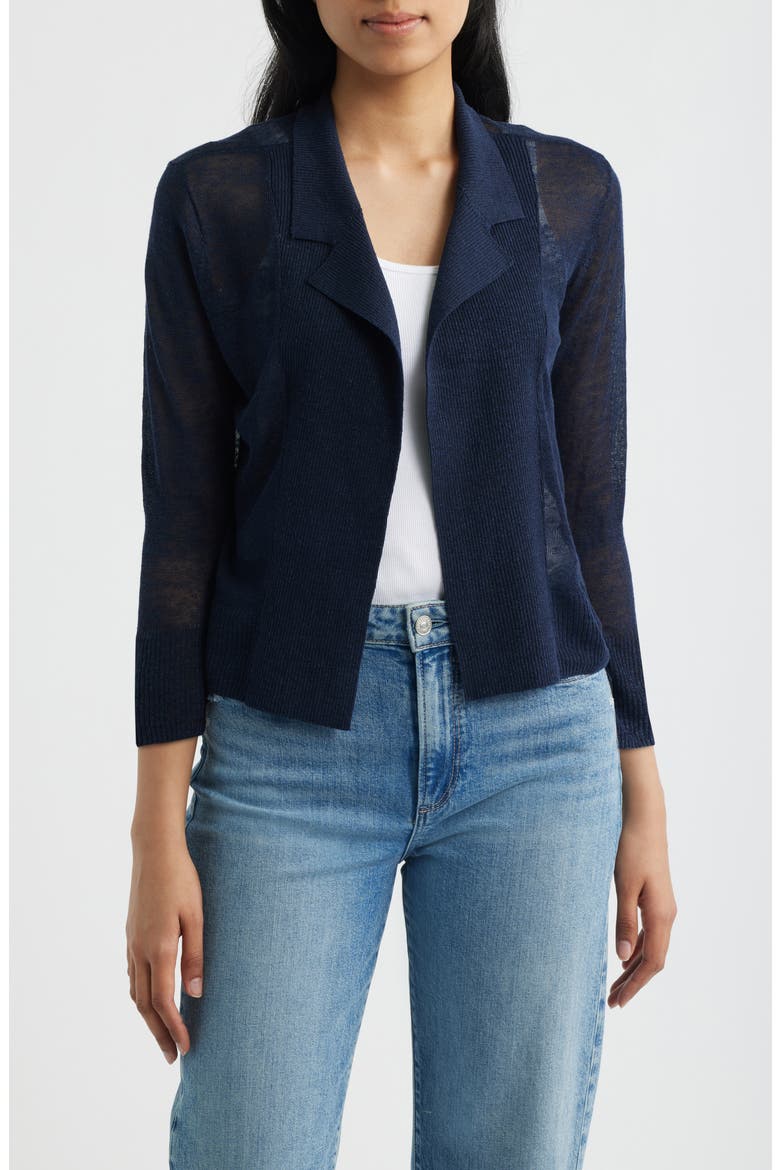 Featherknit Linen Blend Cardigan, Main, color, DARK INDIGO