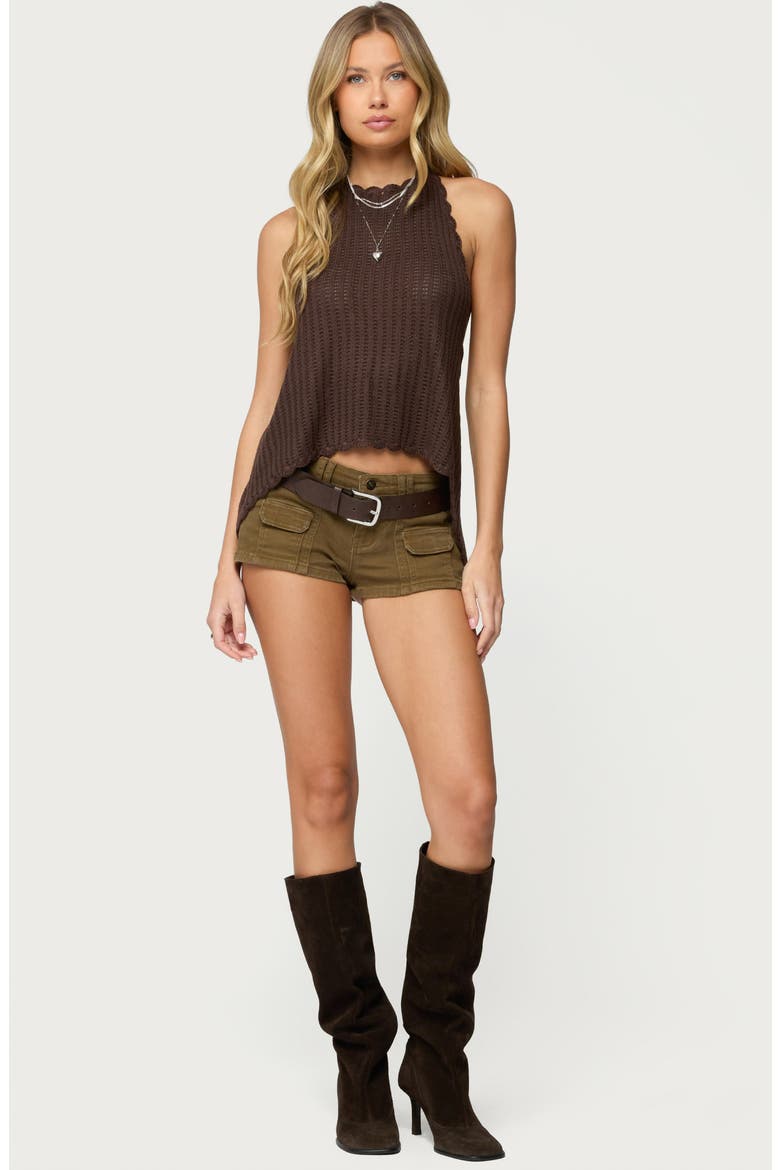Ivey Crochet Crop Halter Top, Alternate, color, BROWN