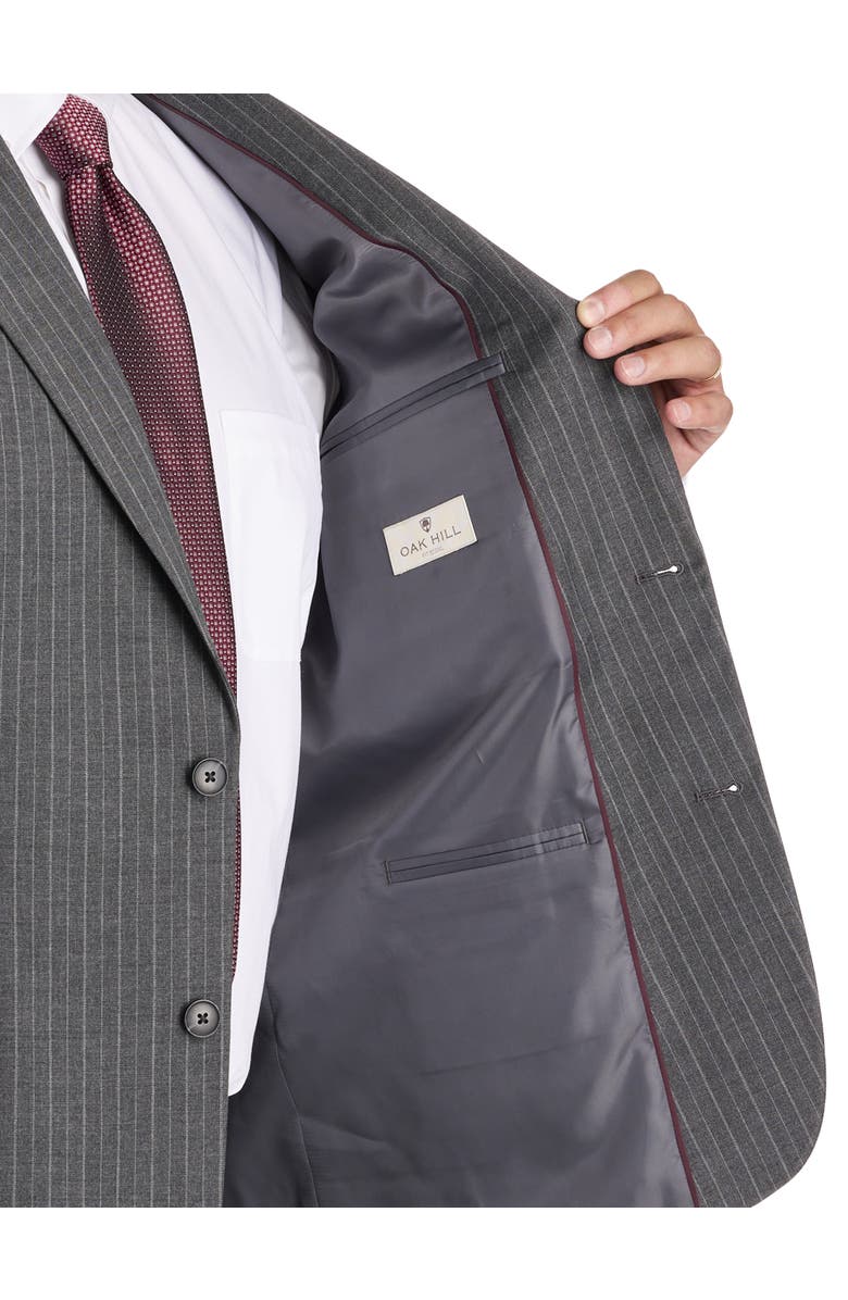 Oak Hill by DXL Big & Tall Jacket Relaxer Pinstripe Suit Jacket, Alternate, color, Grey