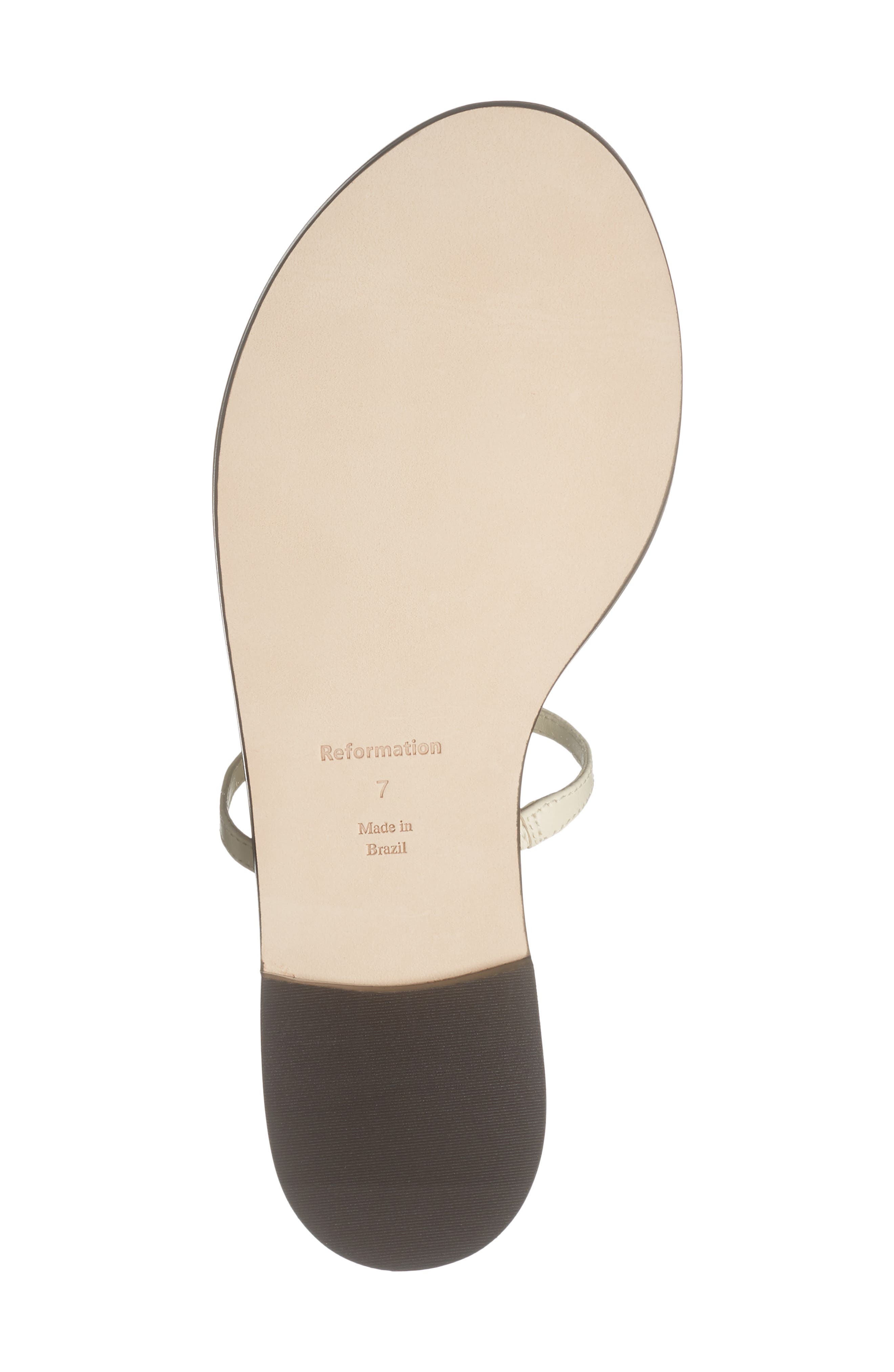 Reformation Cassandra Flat Slide Sandal, Alternate, color, Almond Leather