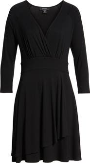 Karen Kane Faux Wrap Drape Dress