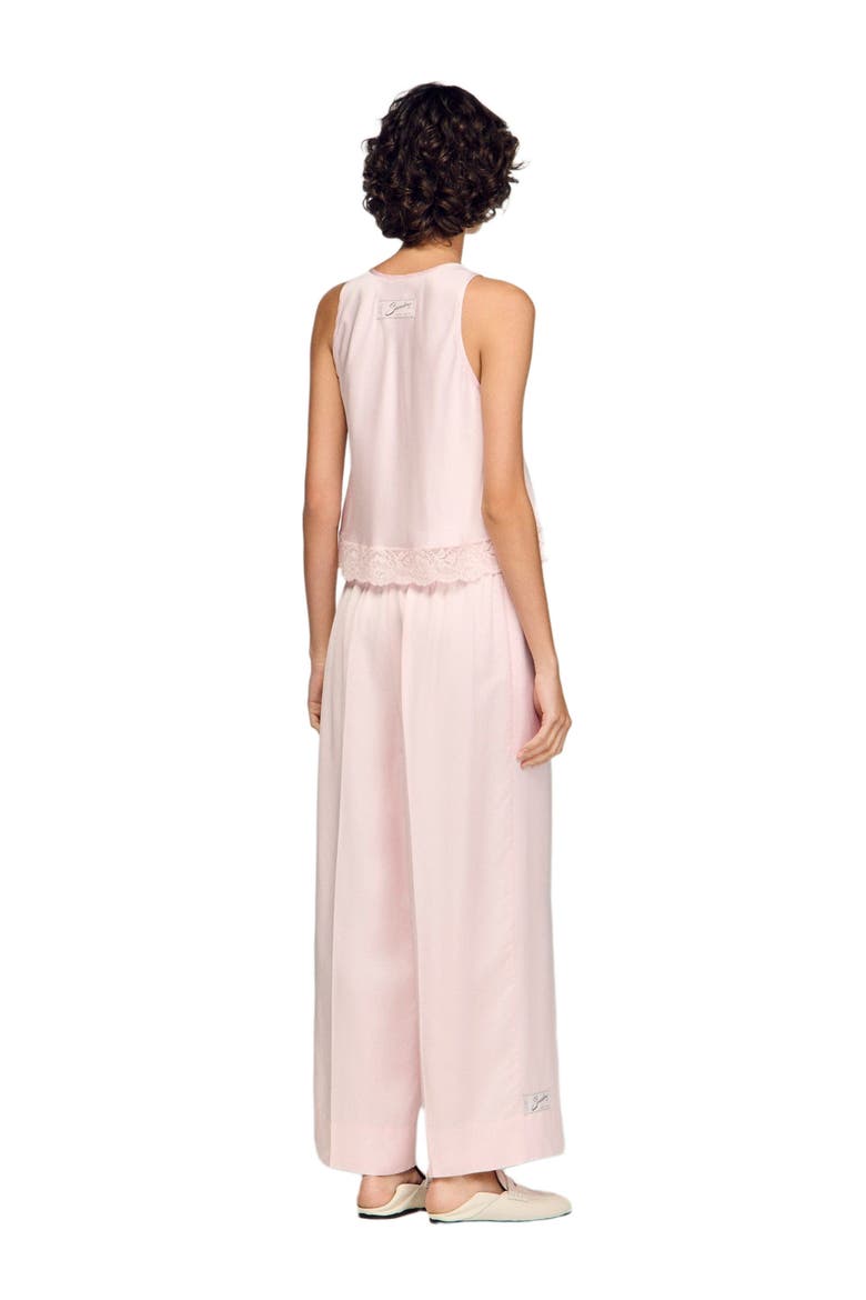 Satin-effect wide-leg trousers, Alternate, color, Light pink