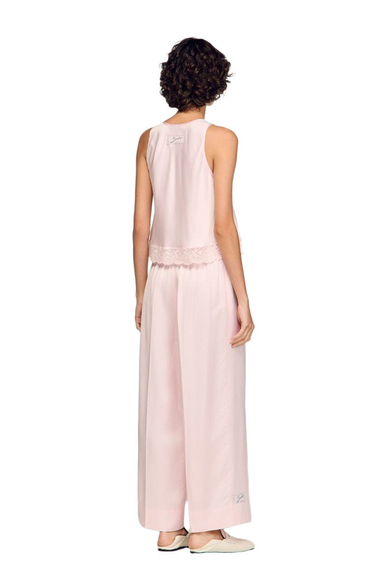 SANDRO Satin-effect wide-leg trousers, Alternate, color, Light Pink