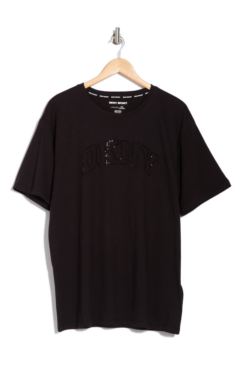 Varsity Rhinestone Logo T-Shirt, Main, color, BLACK/ BLACK