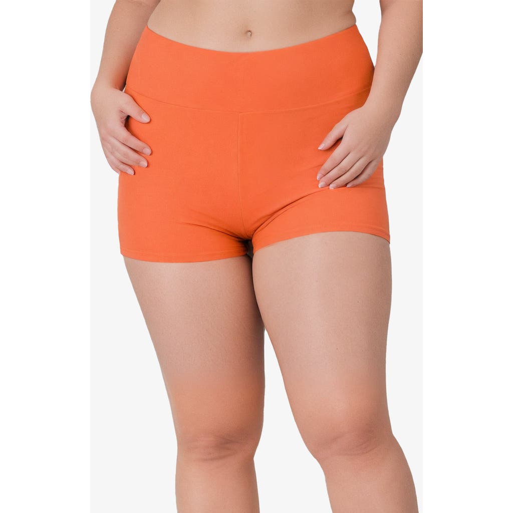 Calypsa Plus Size Swim Shorts In Orange