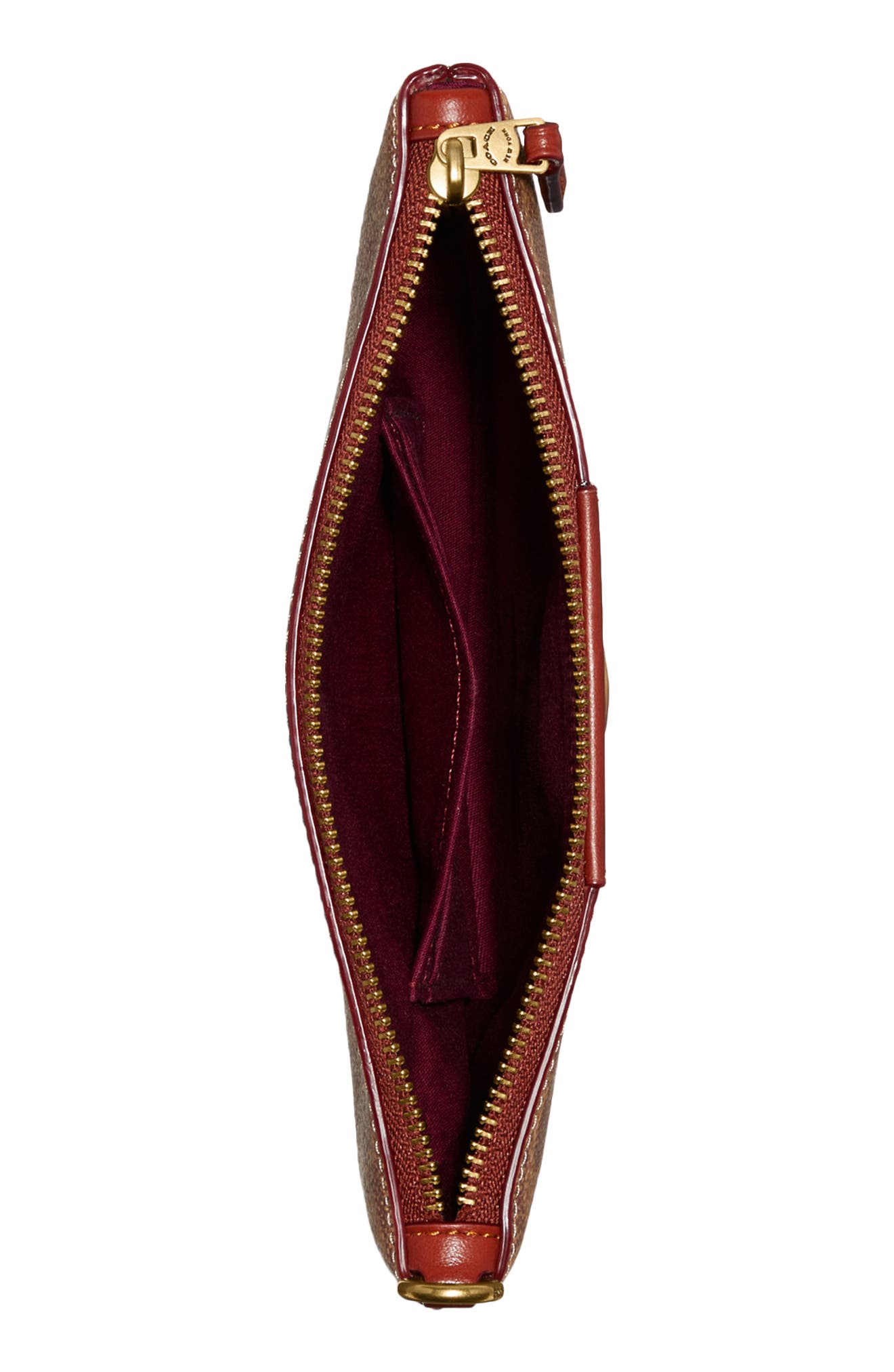 COACH Small Signature Coated Canvas & Leather Wristlet, Alternate, color, 